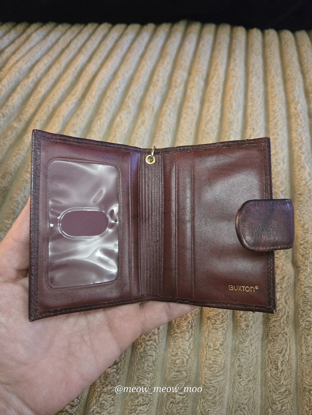 Buxton Brown Leather Top Grain Cowhide Wallet ID Key Ring